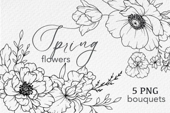 Download FLOWERS LINE DRAWING, FLORAL LINE ART - Line drawing Collection