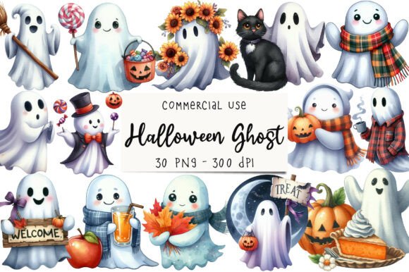 Download Halloween &amp; Fall Ghost Clipart Bundle - Premium Resources
