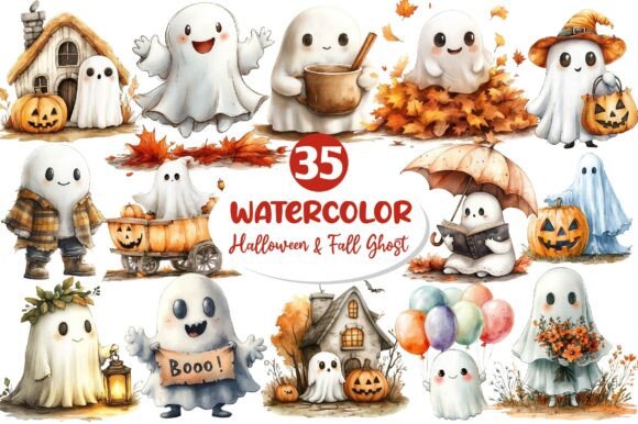 Download Halloween &amp; Fall Ghost Clipart - Premium Bundle
